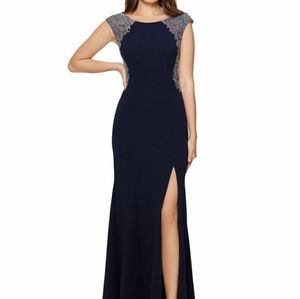 Xcape Embellished Lace-Trim Gown Dress 8